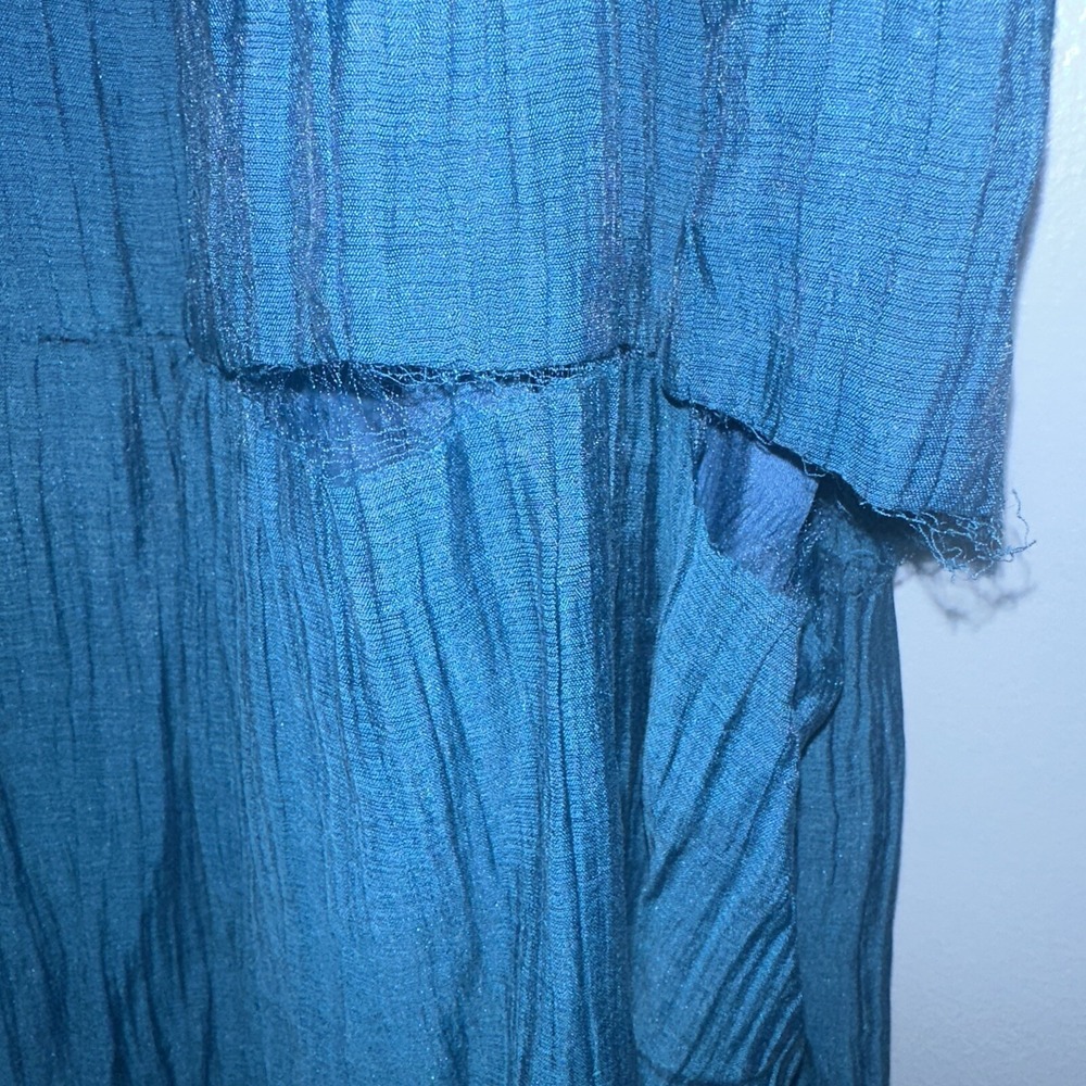 Socialite Crinkle Tiered Sleeveless Midi Dress Lined Dark Teal Blue Size S - Picture 8 of 12